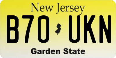 NJ license plate B70UKN