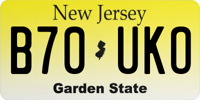 NJ license plate B70UKO
