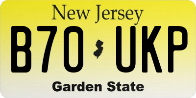 NJ license plate B70UKP