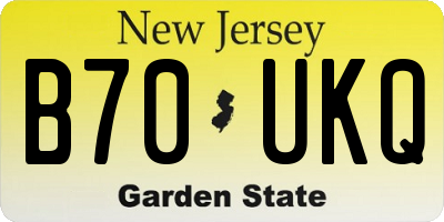 NJ license plate B70UKQ