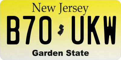 NJ license plate B70UKW