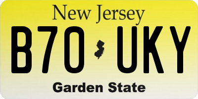 NJ license plate B70UKY