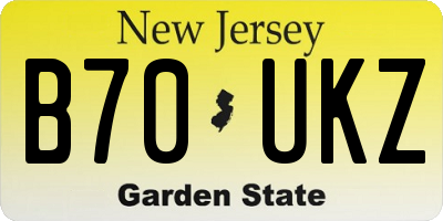 NJ license plate B70UKZ