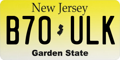 NJ license plate B70ULK