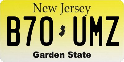 NJ license plate B70UMZ