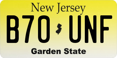 NJ license plate B70UNF