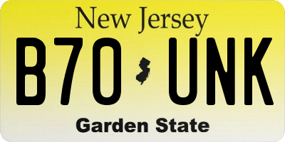 NJ license plate B70UNK