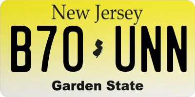 NJ license plate B70UNN
