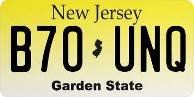 NJ license plate B70UNQ