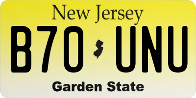 NJ license plate B70UNU