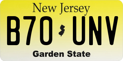 NJ license plate B70UNV