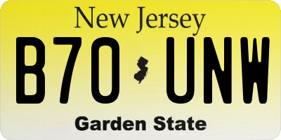 NJ license plate B70UNW
