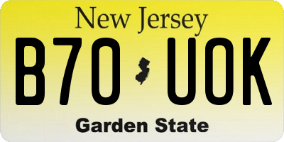 NJ license plate B70UOK