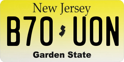 NJ license plate B70UON