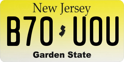 NJ license plate B70UOU
