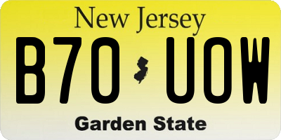 NJ license plate B70UOW