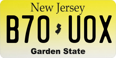 NJ license plate B70UOX