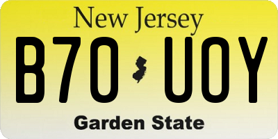 NJ license plate B70UOY