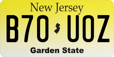 NJ license plate B70UOZ