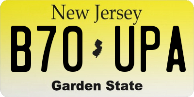 NJ license plate B70UPA