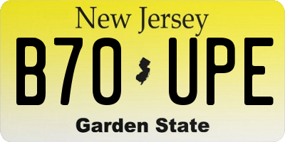 NJ license plate B70UPE