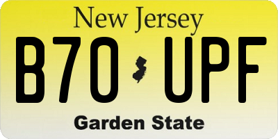 NJ license plate B70UPF
