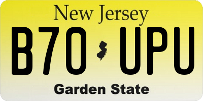 NJ license plate B70UPU