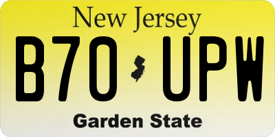 NJ license plate B70UPW