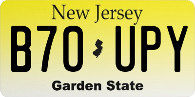 NJ license plate B70UPY
