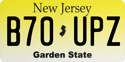 NJ license plate B70UPZ