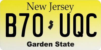 NJ license plate B70UQC