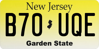NJ license plate B70UQE