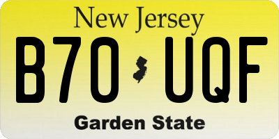 NJ license plate B70UQF