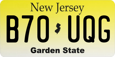 NJ license plate B70UQG