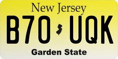 NJ license plate B70UQK