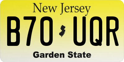 NJ license plate B70UQR