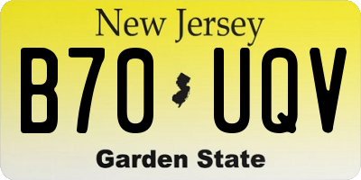 NJ license plate B70UQV