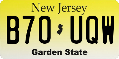 NJ license plate B70UQW