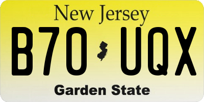 NJ license plate B70UQX