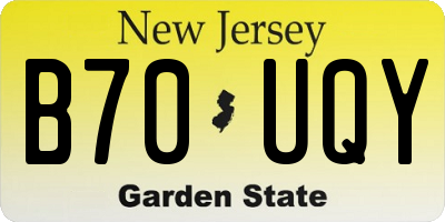 NJ license plate B70UQY