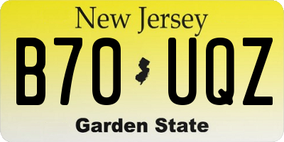 NJ license plate B70UQZ