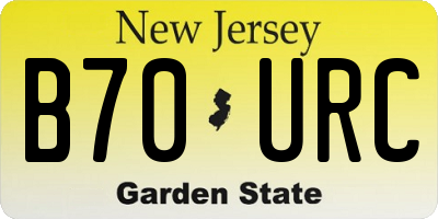 NJ license plate B70URC