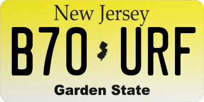 NJ license plate B70URF
