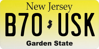 NJ license plate B70USK