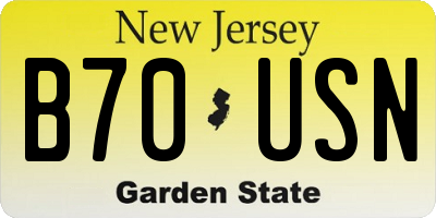 NJ license plate B70USN