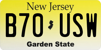 NJ license plate B70USW