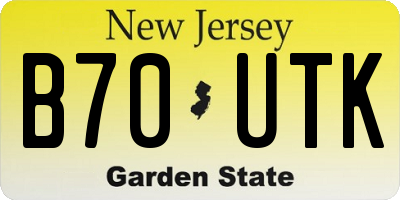 NJ license plate B70UTK