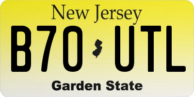 NJ license plate B70UTL