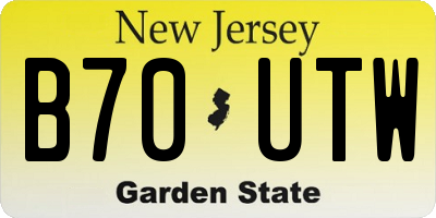 NJ license plate B70UTW