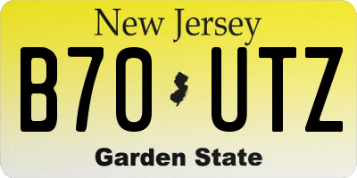 NJ license plate B70UTZ